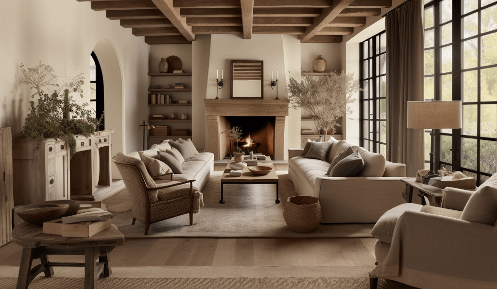 Cozy knit throw blankets on a farmhouse living room couch