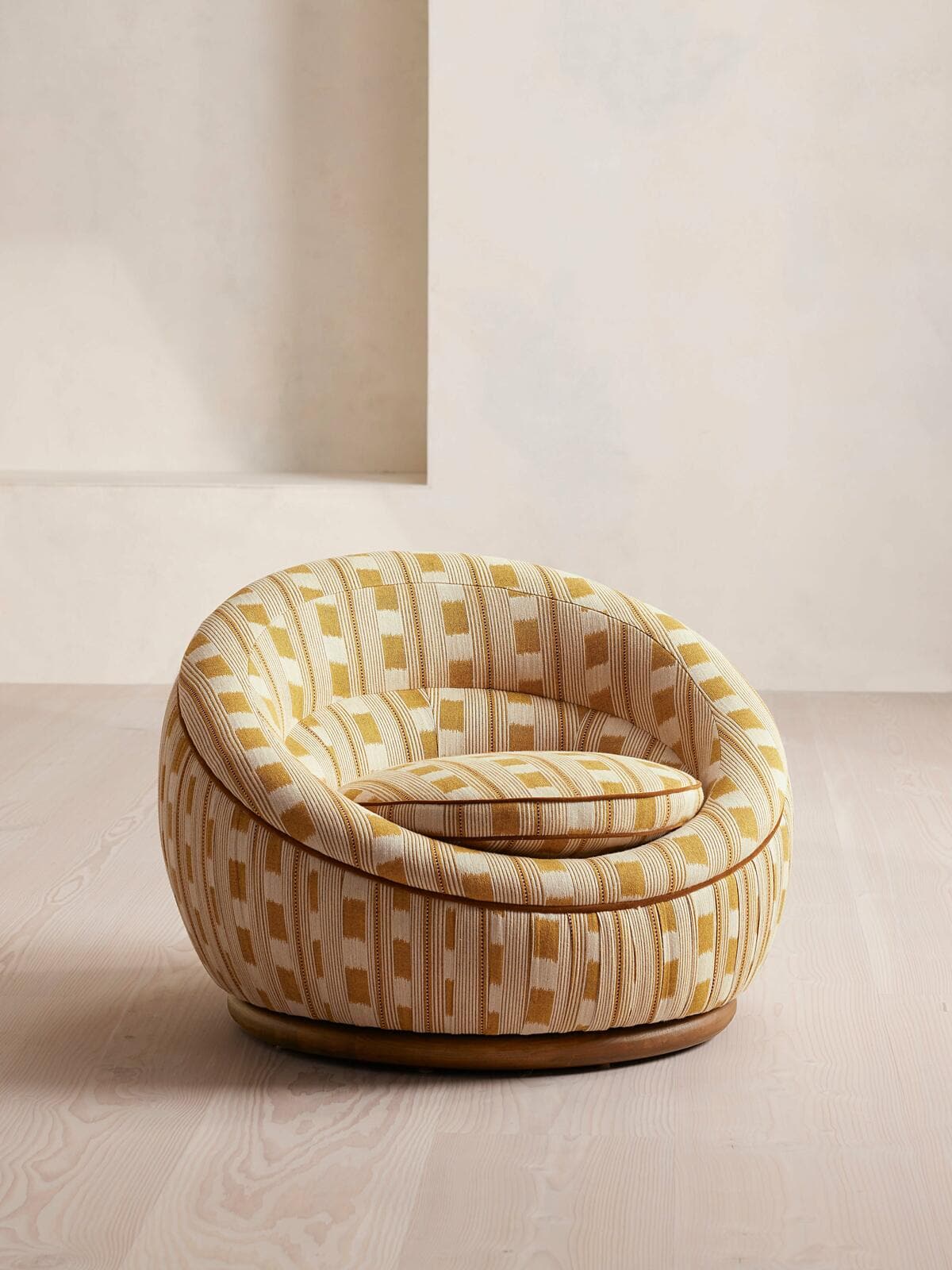 Abel Armchair, Dotted Stripe Weave, Ochre