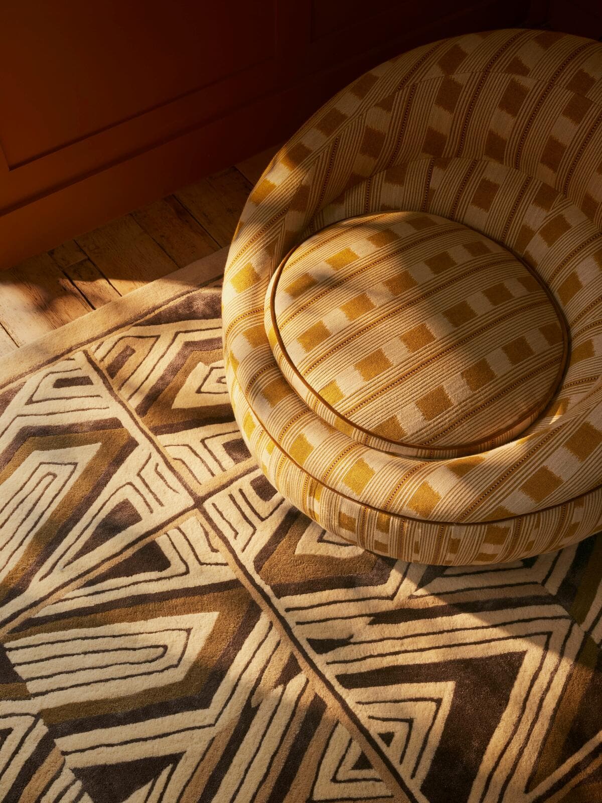 Abel Armchair, Dotted Stripe Weave, Ochre