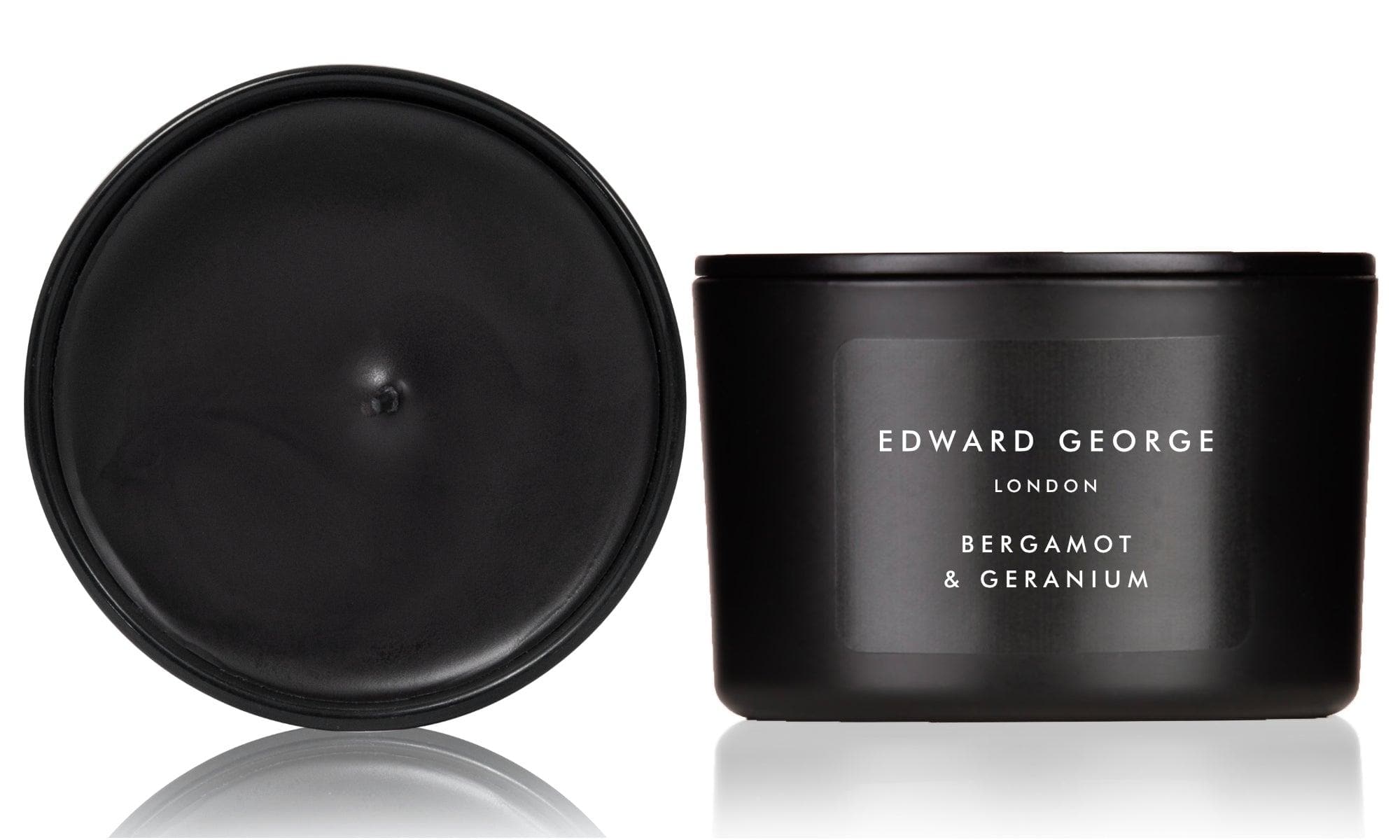 bergamot geranium candles home fragrance decor room edward george london luxury gift ritual scent set lid zinc alloy black wax beeswax mineral best black wax scented candle women men small