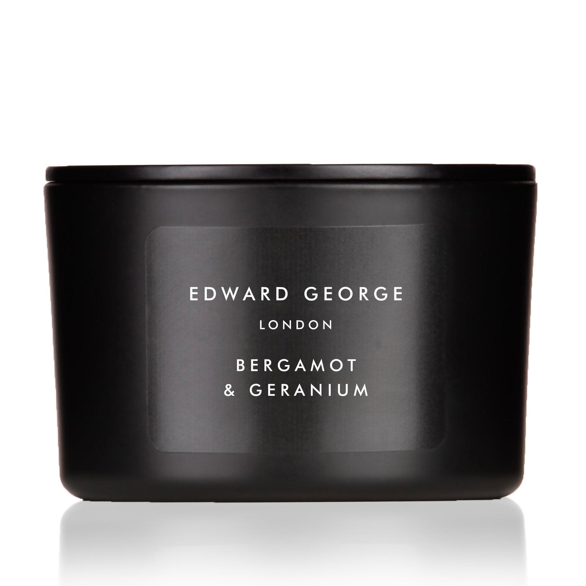 bergamot geranium candles home fragrance decor room edward george london luxury gift ritual scent set lid zinc alloy black wax beeswax mineral best black wax scented candle women men small